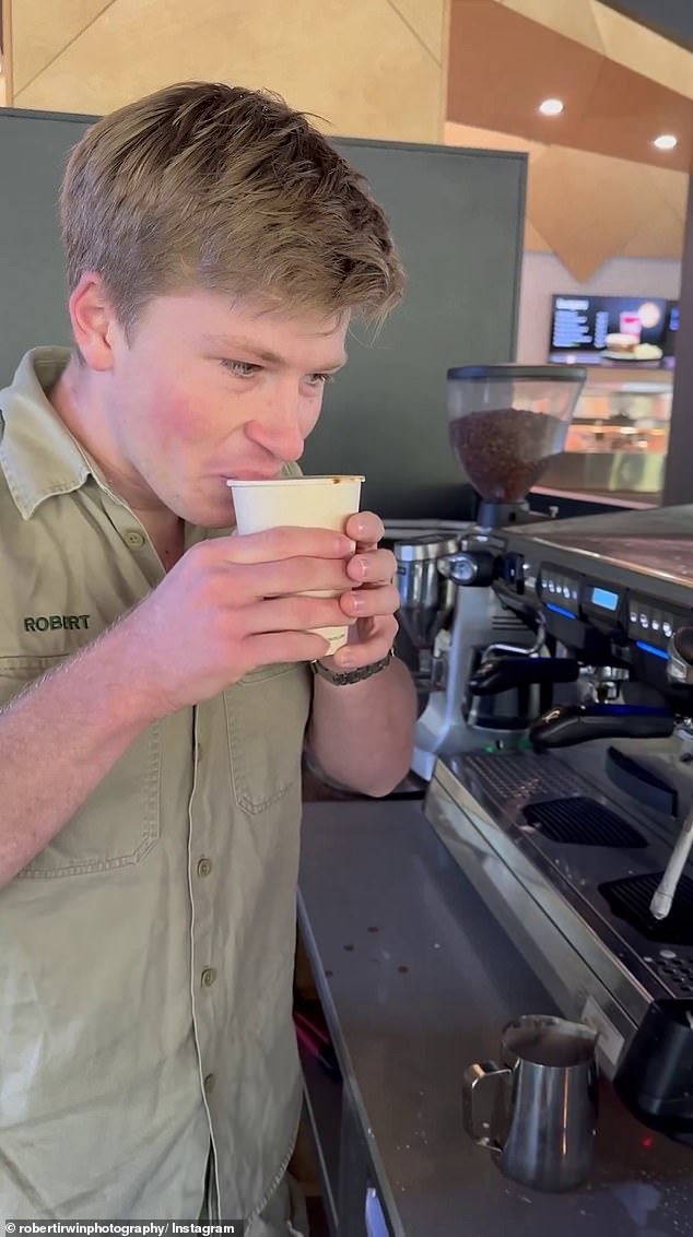 Robert documented his first cup of coffee in a video on social media last year.