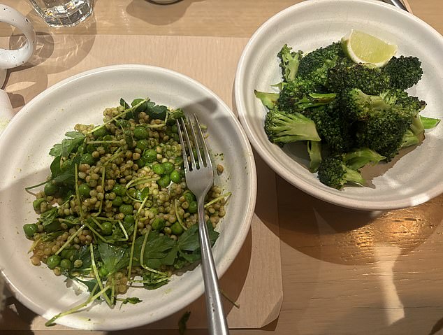 Although this restaurant has a wide variety of vegetarian meals, there were very few vegan options, so I settled for something green and more green.