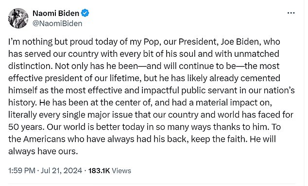 1721587413 833 Jill Biden shares brief tribute to husband Joe after he