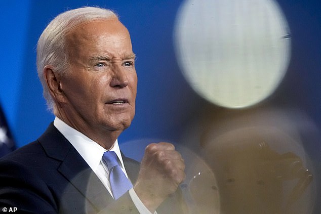 Biden, pictured on July 11, 2024, before withdrawing from the 2024 White House race.