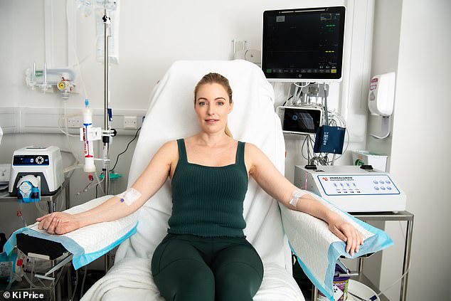 Olivia undergoes EBO2 therapy (Extracorporeal Blood Oxygenation and Ozonation)