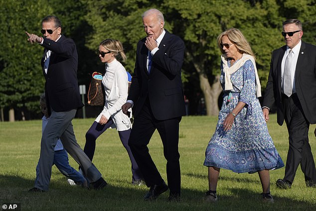 Hunter Biden, Melissa Cohen, Joe Biden and Jill Biden in July: His family has supported him