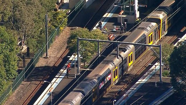 A woman ran onto the platform after hearing her mother's screams and had to restrain her while emergency services searched for her husband and children.