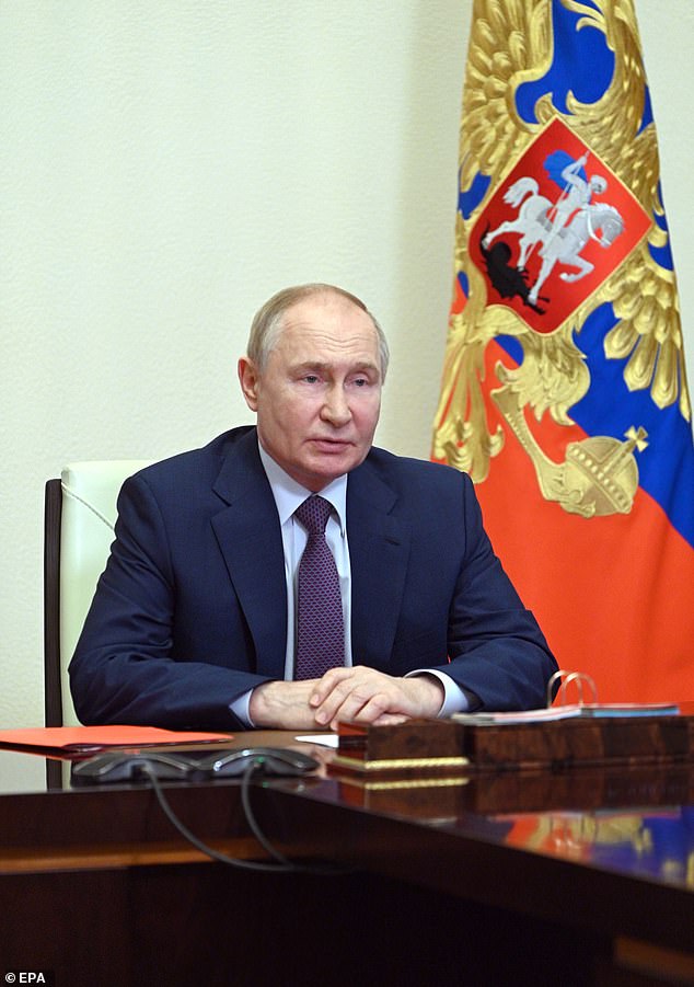 Russian President Vladimir Putin holds a meeting via video conference on July 19