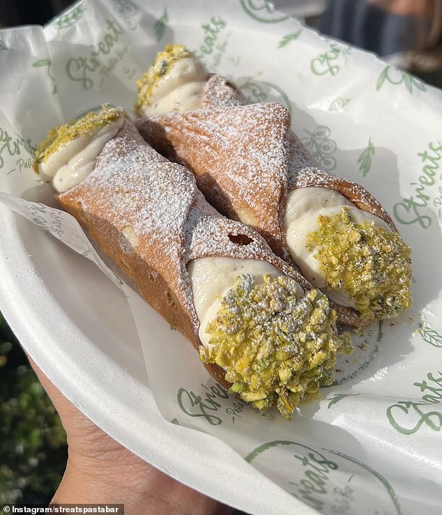 Sweet and creamy filled cannolo costs $12