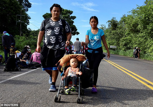 The group set out on Sunday from the southern Mexican town of Ciudad Hidalgo, along a river bordering Guatemala.