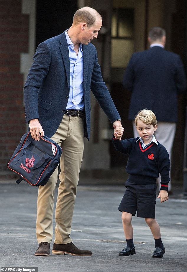 Four-year-old George enters school with William for his first day at Thomas's in Battersea