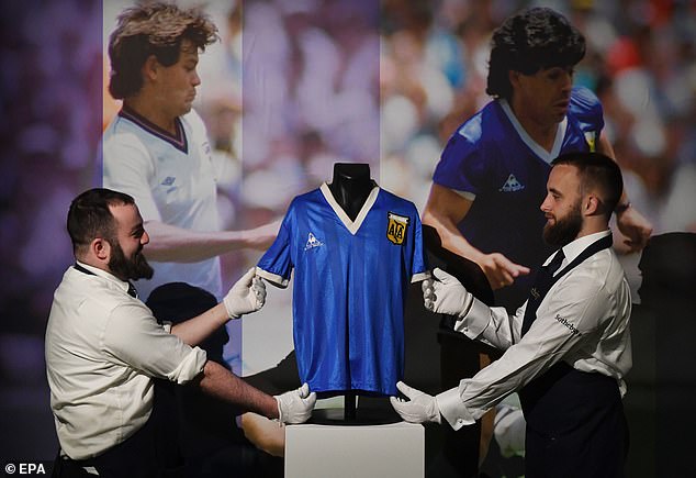 The 'Hand of God' shirt (pictured) is considered the most expensive football shirt in history.