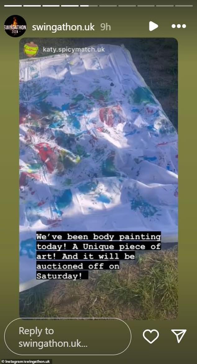 A reveller shared a photo of his body art, done by rolling around naked and drenched in paint.