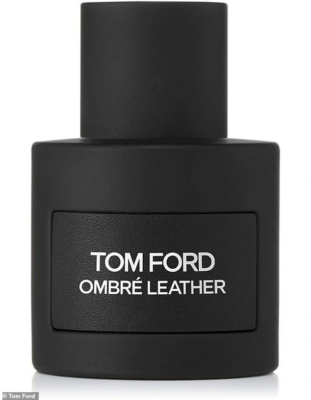 Pip is wearing a bottle of Ombre Leather perfume (pictured) by Tom Ford, $250, a heady unisex fragrance. 