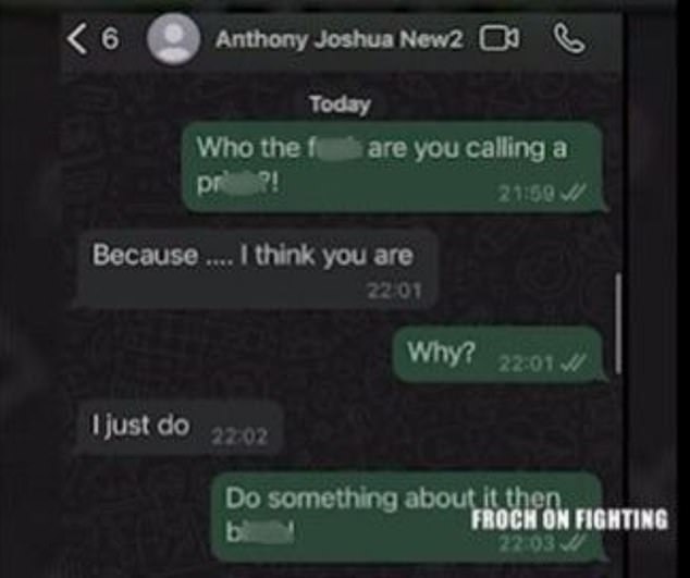 Froch revealed some messages of what is presented as a WhatsApp dispute between the two