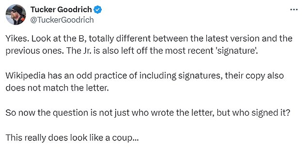 Since then, speculation has begun to mount, with conspiracy theorists speculating about its authenticity, with some believing that he never actually signed the letter himself.