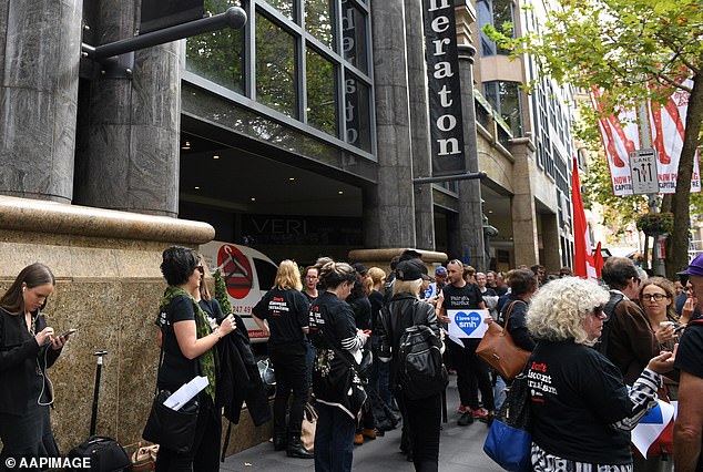 The Media Arts Entertainment Alliance has urged Nine to invest in its editorial frontline before its financial bottom line recovers. Pictured are staff at an earlier strike