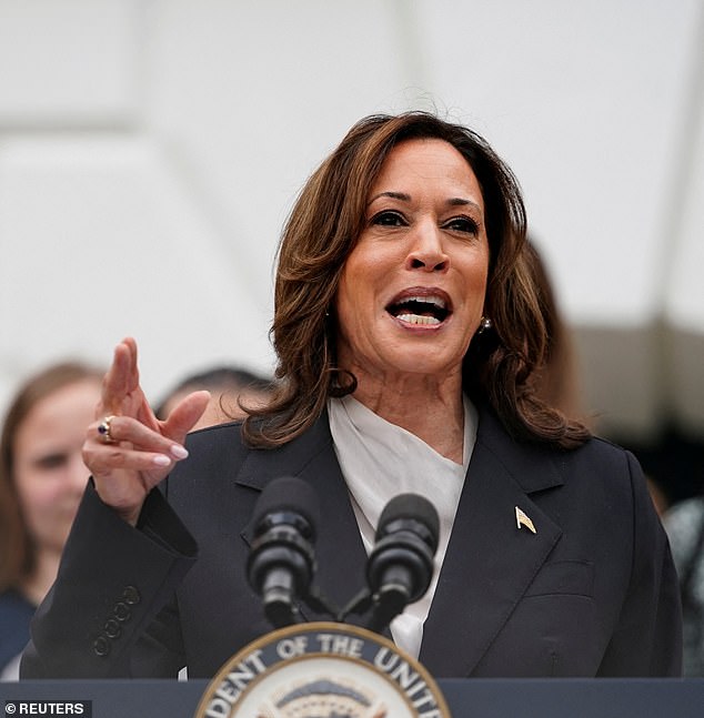 Vice President Kamala Harris arrived at the White House for an event with the National Collegiate Athletic Association, where she delivered a speech while President Joe Biden remains in hiding.