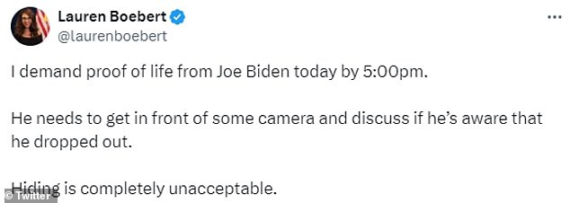 Republicans, including Rep. Lauren Boebert, are raising questions about Biden's health and whether he voluntarily stepped down as president.