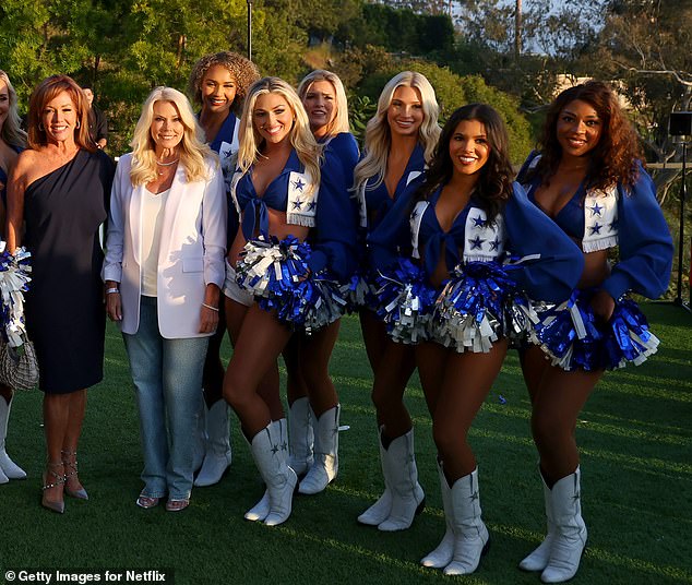 During the Netflix show, Sophy (third from right) accused a cameraman of grabbing her butt and waist after performing at halftime during the Thanksgiving game.