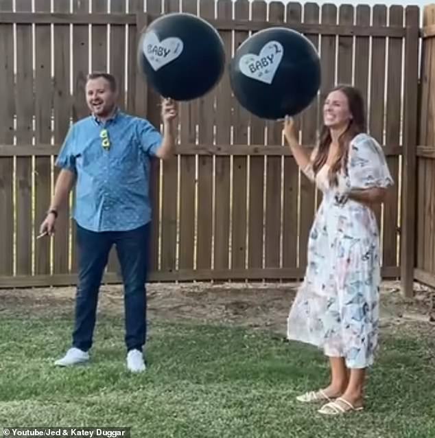 That's when Jed's brother James (who was the only one in on the secret) pulled out two balloons, finally tipping off attendees that Katey was expecting twins.