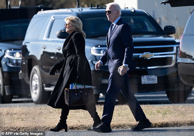 Jill Biden has been with husband Joe Biden in Rehoboth as he makes his decision on the 2024 presidential run; above the couple at their beach house in February.