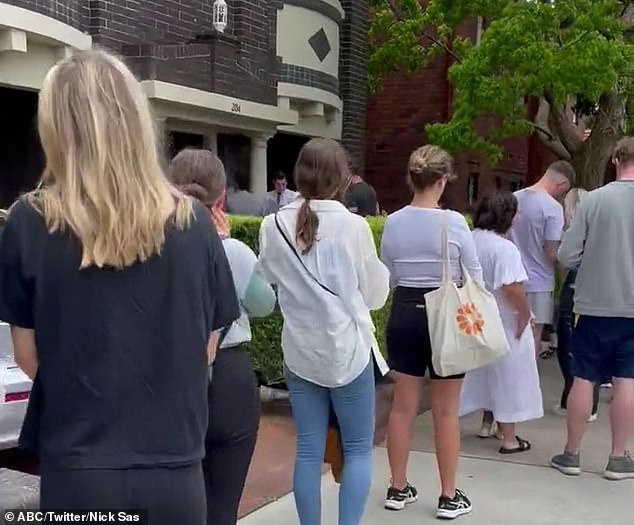 Research showed renters were choosing to buy a home rather than face rising rental prices and low housing stock in Australia's tough rental market (pictured, Australians queuing at an open house for a rental property)