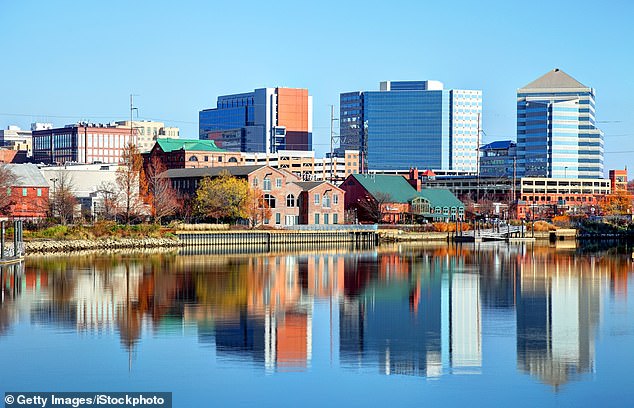 Delaware ranked second due to its high-quality health care and low taxes. The state has no state or local sales taxes (pictured: downtown Wilmington)