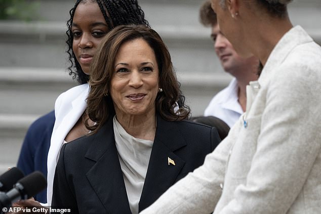 U.S. Vice President Kamala Harris arrives to speak during an event honoring the 2023-2024 National Collegiate Athletic Association (NCAA) championship teams on the South Lawn of the White House in Washington, DC, July 22, 2024.