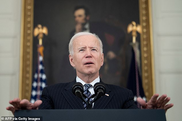 U.S. President Joe Biden delivers remarks on a vaccination update from the State Dining Room at the White House, April 6, 2021 in Washington, DC.