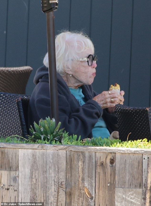 The showbiz stalwart was spotted grabbing a bite to eat outside at the Malibu establishment.