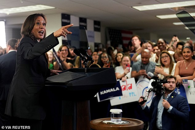 Vice President Kamala Harris speaks at what had been the Biden-Harris campaign headquarters in Wilmington, Delaware, on Monday, as she took over the campaign operation as the presumptive Democratic nominee.