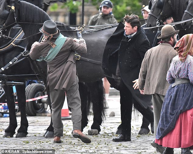 There were also several horses on the set.