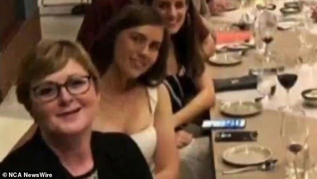 Brittany Higgins (second from left) at dinner with Linda Reynolds (left) in Perth in 2019