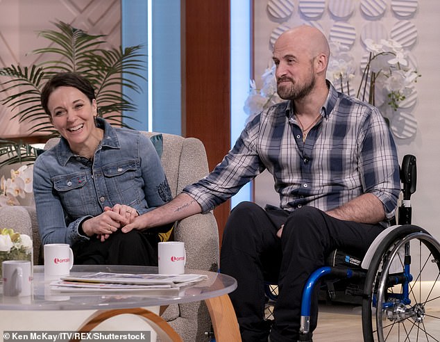 Mrs Abbington is engaged to daredevil stuntman Jonathan Goodwin after a whirlwind romance. Pictured on Lorraine's show in 2022