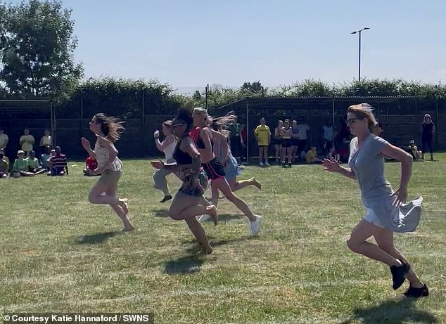 Parents joined the Essex Sports Day race for a bit of fun in June 2022 – and others filmed it.