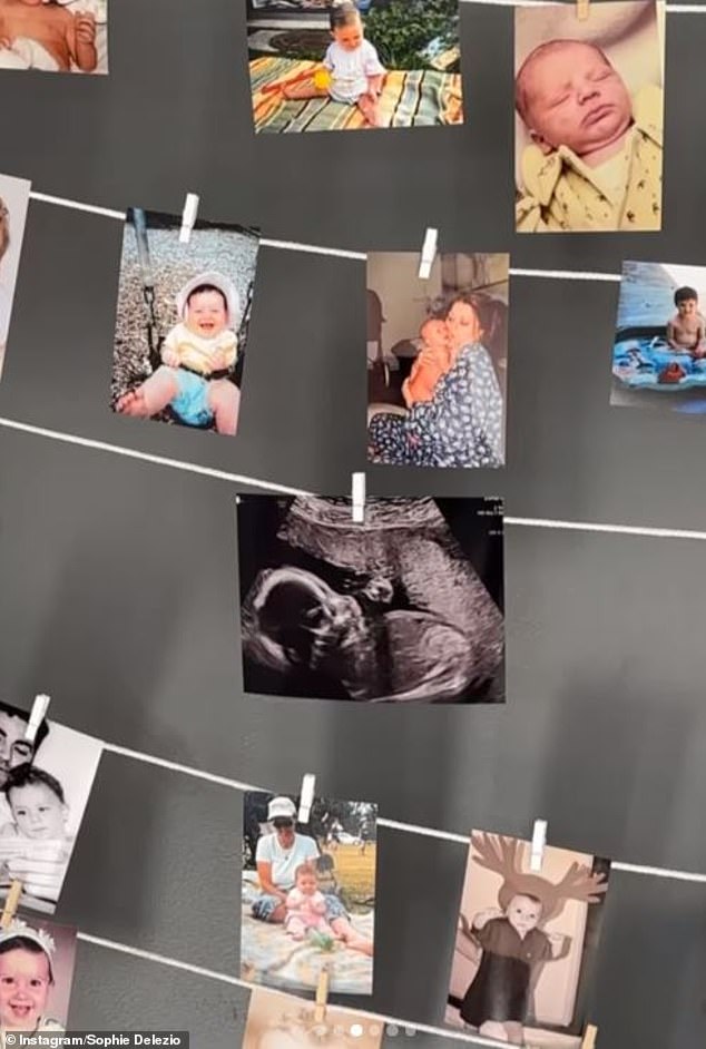 Photographs of the couple and their ultrasound were hung as decoration.