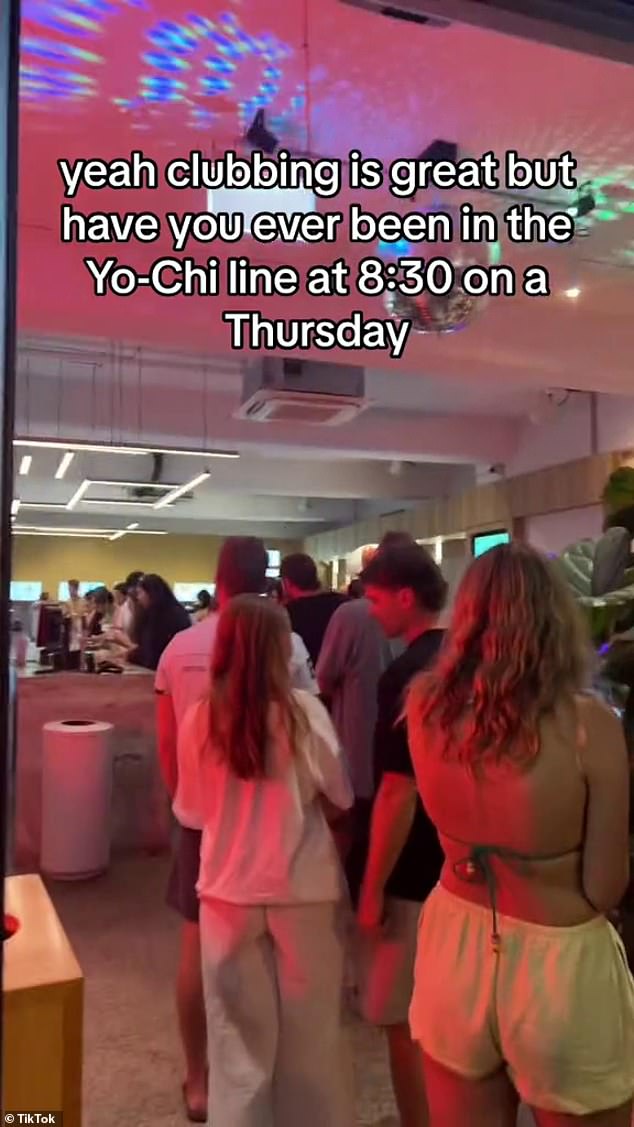 An Australian woman waited 45 minutes in the nightclub atmosphere of Yo-Chi for her frozen yogurt.