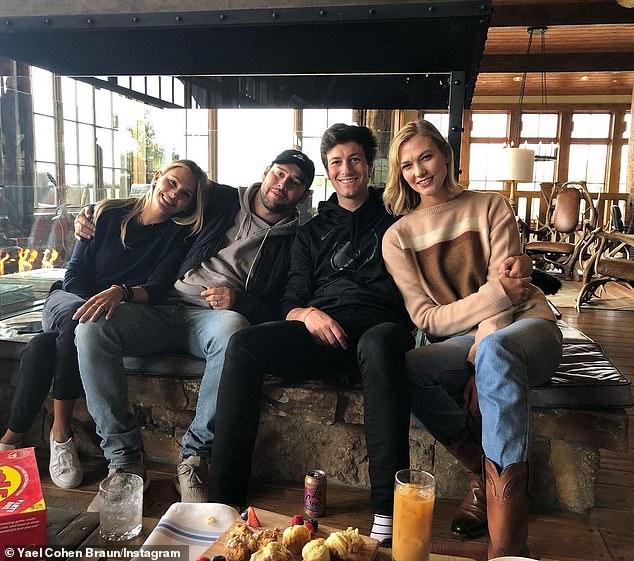 Taylor was said to feel betrayed by Kloss, who was photographed on vacation with her nemesis, former manager Scooter Braun (2-L), in August 2019, just two months after he purchased her back catalog of master recordings behind her back.