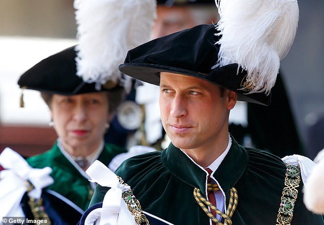 Princess Anne and her nephew William attend the Order of the Thistle Service at St Giles Cathedral in 2016