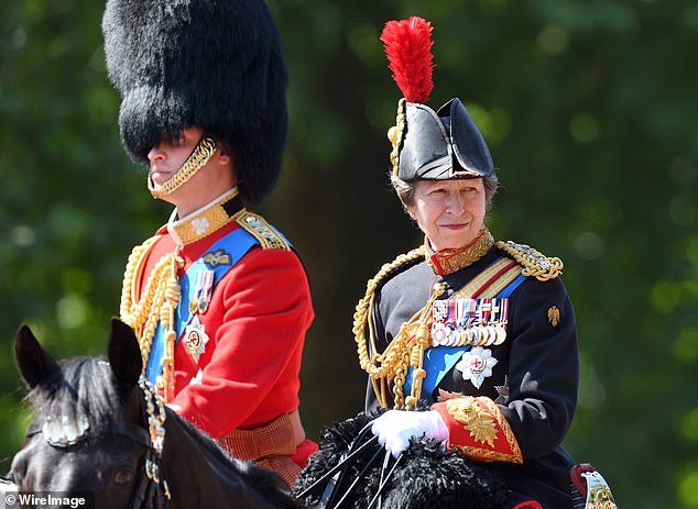 Princess Anne is frequently photographed alongside William at royal events, such as Trooping The Colour (pictured in 2017).