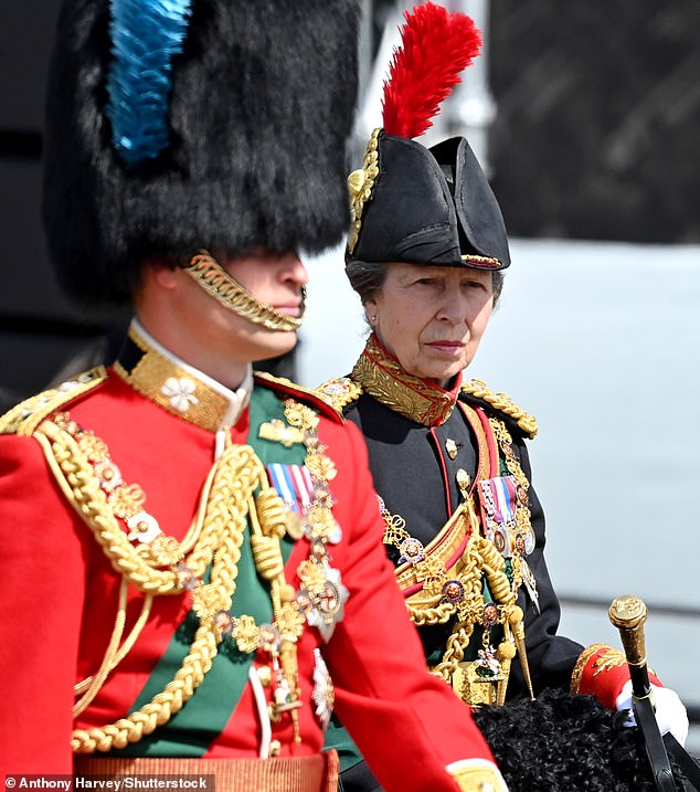 William and Anne ride together during the Trooping the Colour parade on The Mall in 2022