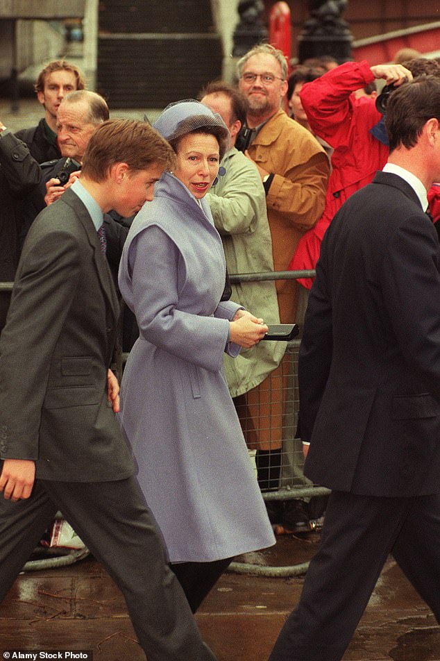 Princess Anne and her nephew William attended a service to mark Queen Elizabeth and Prince Philip's 50th wedding anniversary in 1997.