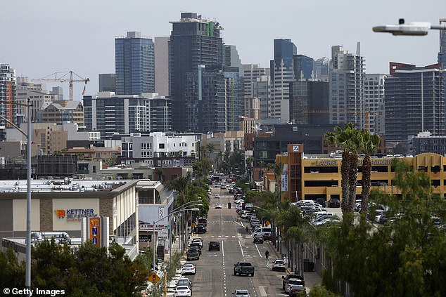 Pictured: Downtown San Diego. The city has transformed from a small town with just over 16,000 inhabitants in 1890 to one of the largest and most expensive metropolises in the country.