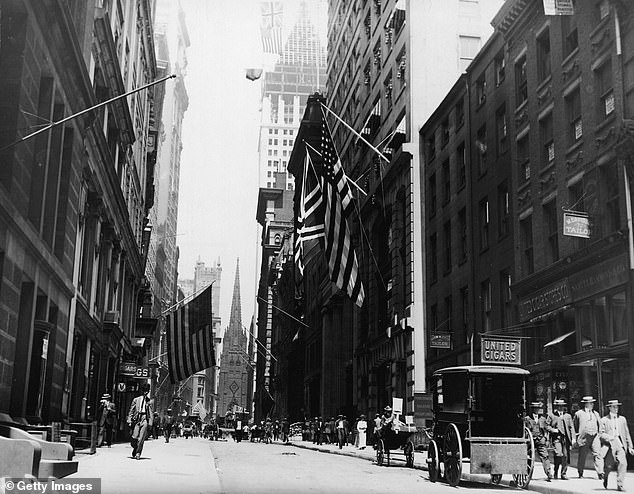 Pictured: Wall Street in downtown Manhattan around 1890