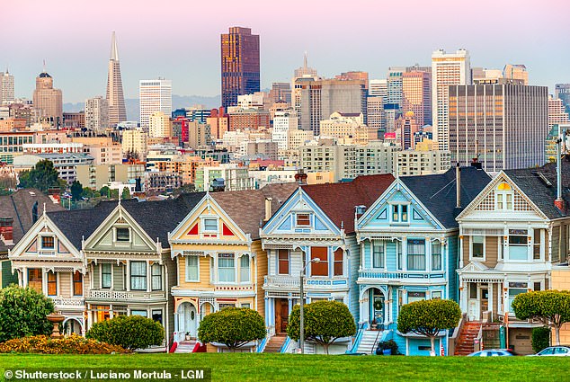 Home prices in San Francisco (pictured) and San Diego rose in the 1970s and 1980s due to environmental regulations and tax breaks for farmers who did not develop their land.