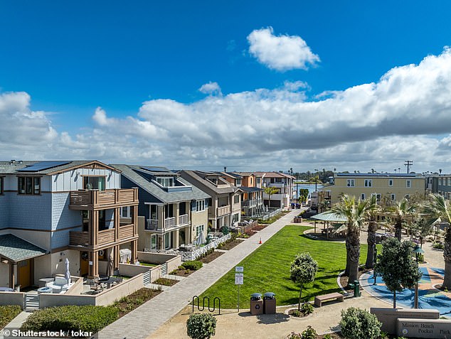 Aerial view of luxury single-family homes in Mission Beach, San Diego. The average home in Mission Beach costs nearly $1.9 million, according to Zillow