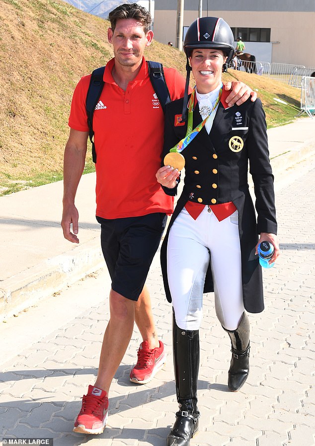 Dujardin with Wyatt-Golding after winning gold in dressage at the 2016 Rio Olympics