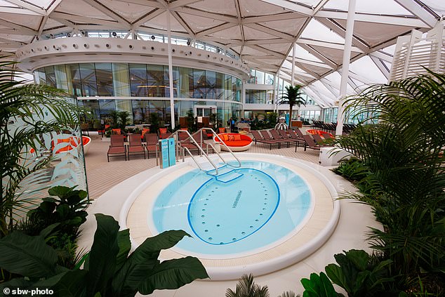 The solarium pool on board the Utopia, which cost more than £1 billion ($1.3 billion) to build and is Royal Caribbean's 28th ship