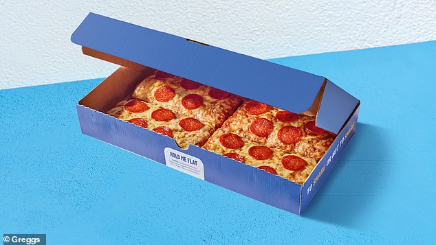 Four-slice Pepperoni Pizza Sharing Box. A classic that few can resist: Greggs' classic focaccia-style bread with its signature tomato sauce, cheese and delicious, spicy pepperoni slices.