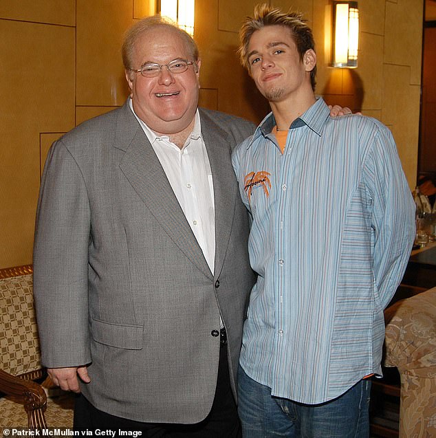 To the outside world, Pearlman was a music mogul capable of turning ordinary kids into global sensations (Lou is pictured with singer Aaron Carter in 2005).