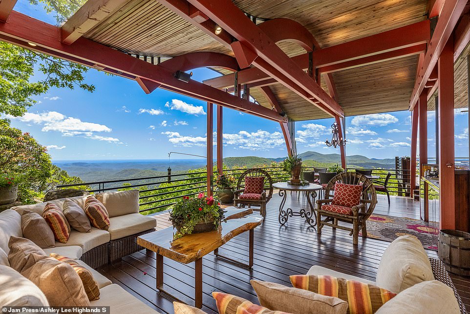 Outside the home is a wrap-around porch offering panoramic views of the Blue Ridge Mountains.