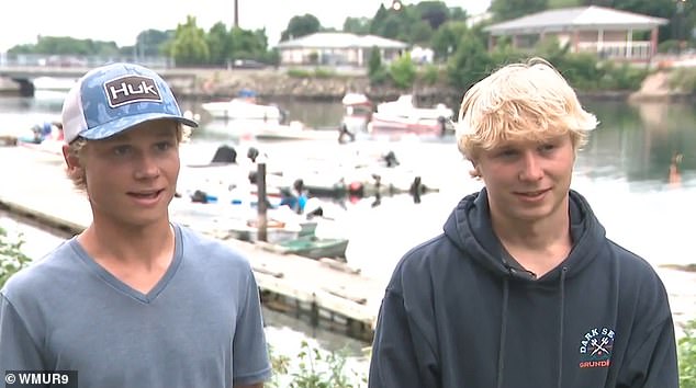 The brothers, pictured here, managed to capture on video the moment the whale crashed into the boat and it capsized.