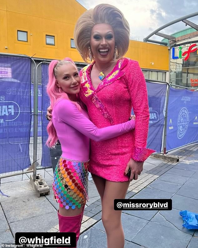 She also shared a photo of herself posing excitedly backstage with drag queen Miss Rory.